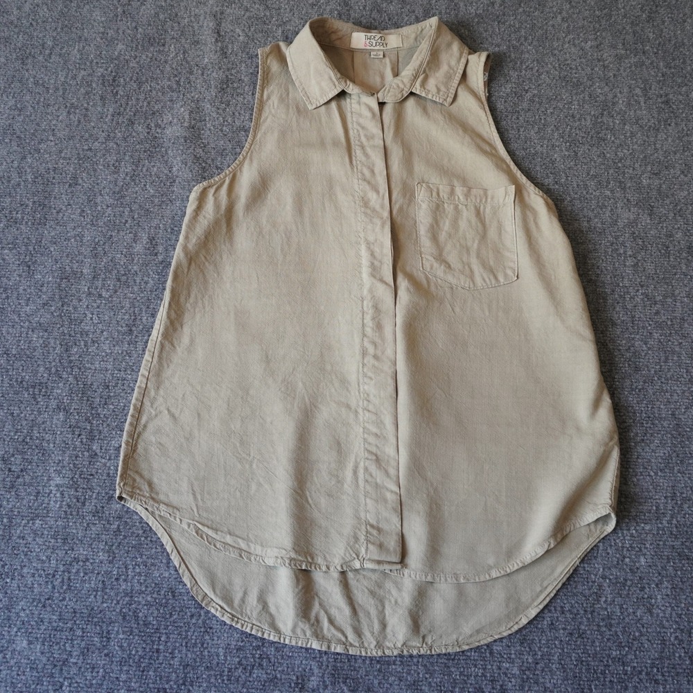 Thread & Supply Women's Sleeveless Sage Green Lyocell Top‎ Blouse Shirt S